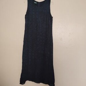 Lauren Ralph Lauren Dress 14 Geometric Silk Chiffon Grunge Fairy Midi Vintage